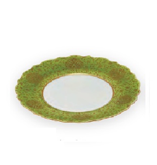 渕錦枇杷金彩唐草　輪花九・五寸リム皿