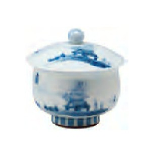 染付山水　蓋付汲出