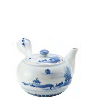 染付山水　中急須