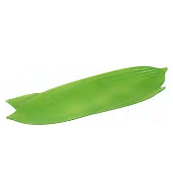グリーン交趾　重ね笹型皿