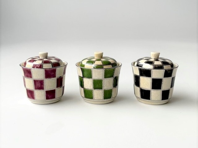 錦黒市松ポット型珍味入(小)