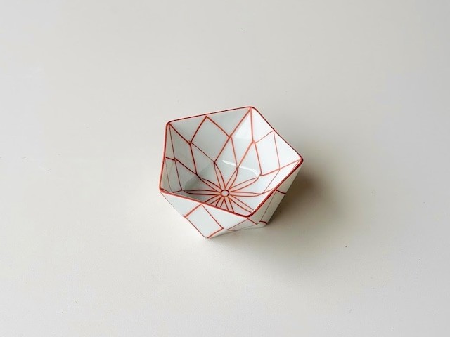 内外朱網ダイヤ型小付