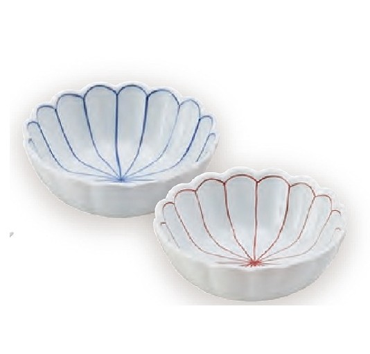 赤筋入菊割　菊型小鉢