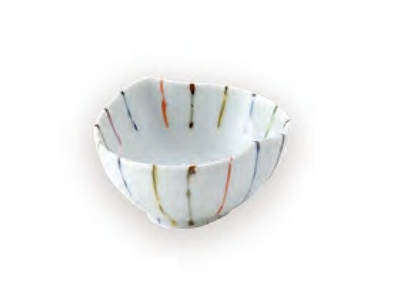 染錦線十草桃型小付