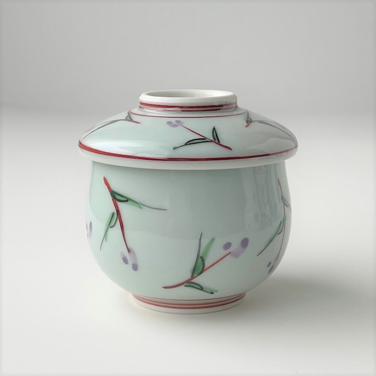 錦小花絵台付むし碗