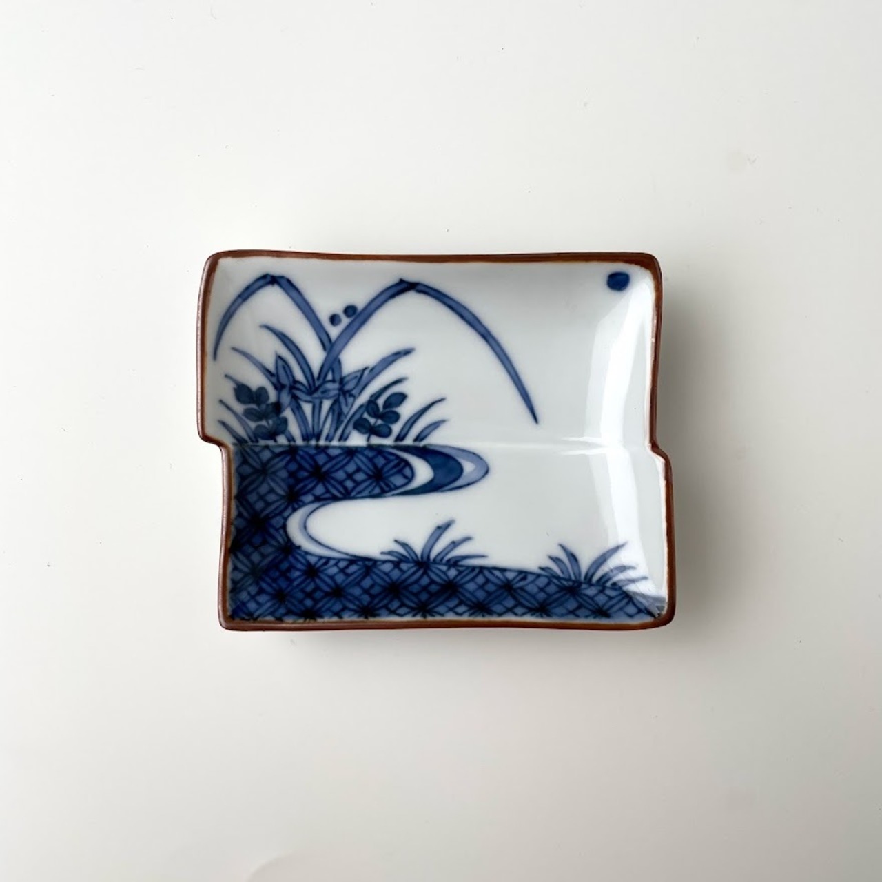 沢潟流水文　角型手塩皿