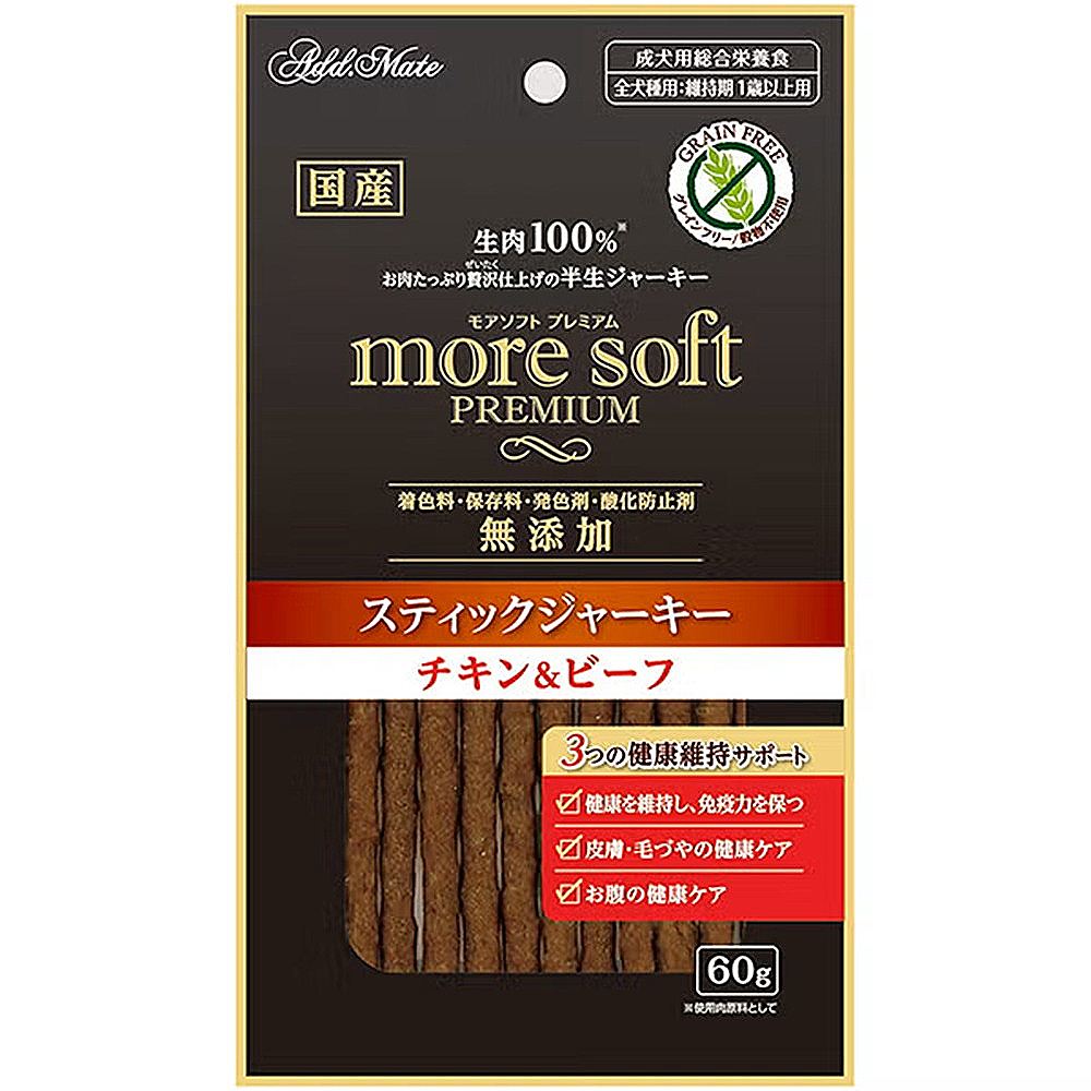 ペティオ アドメイト モアソフト プレミアム スティックジャーキー チキン＆ビーフ 60g