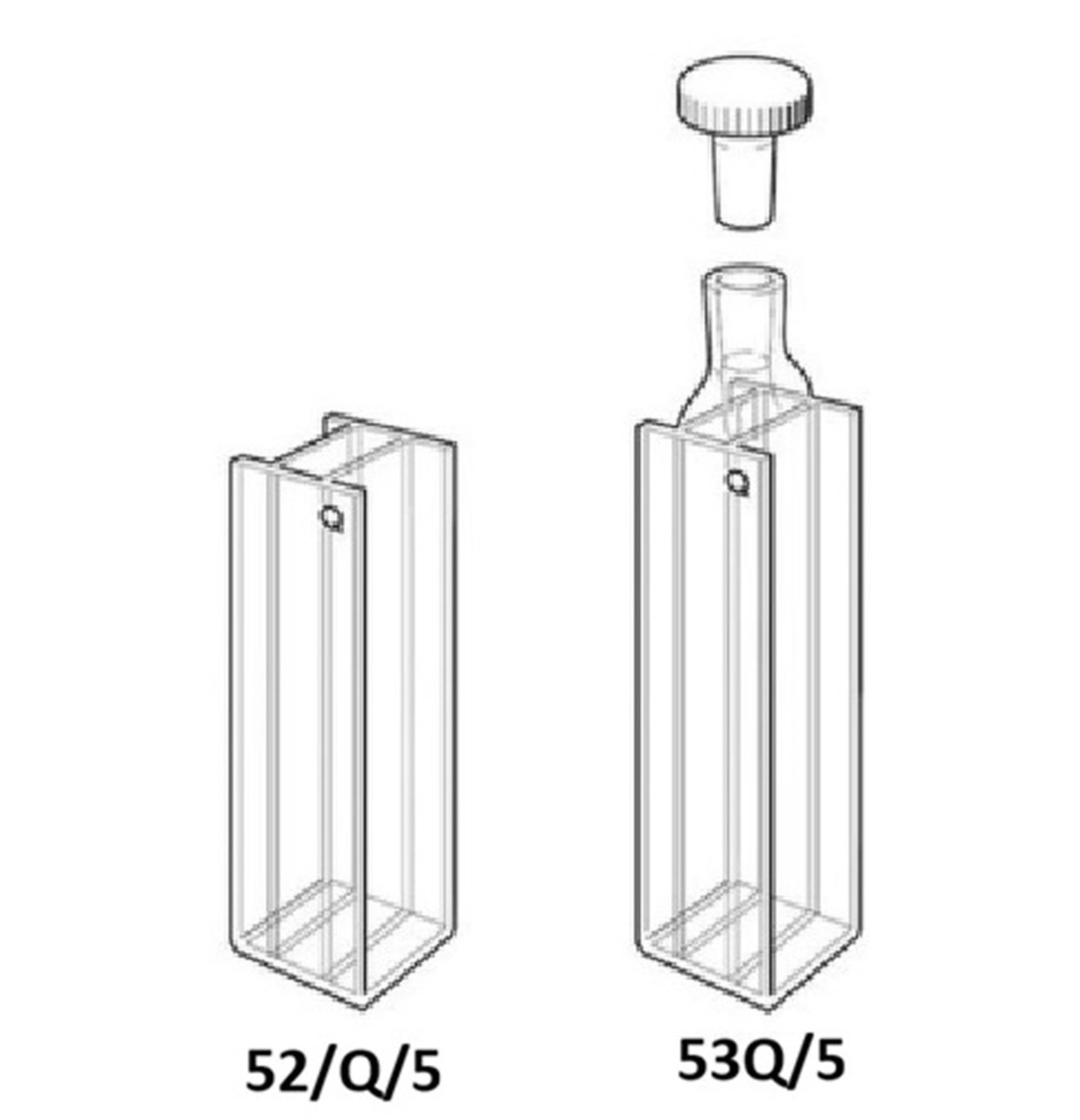 PTFE栓付二方向透過蛍光セル Type53