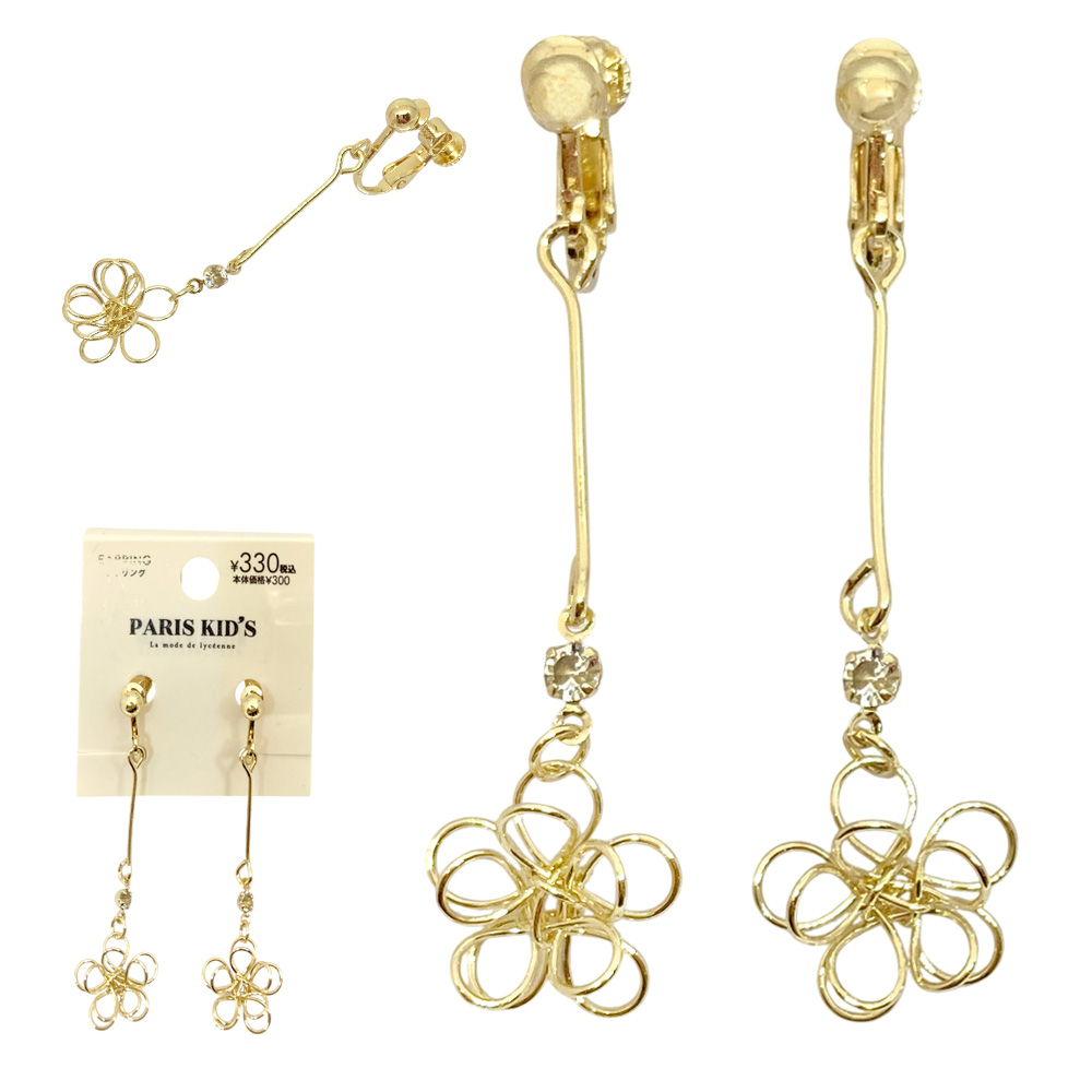 ［パリスキッズ］揺れる立体フラワーイヤリング フラワー 花 シンプル レディース