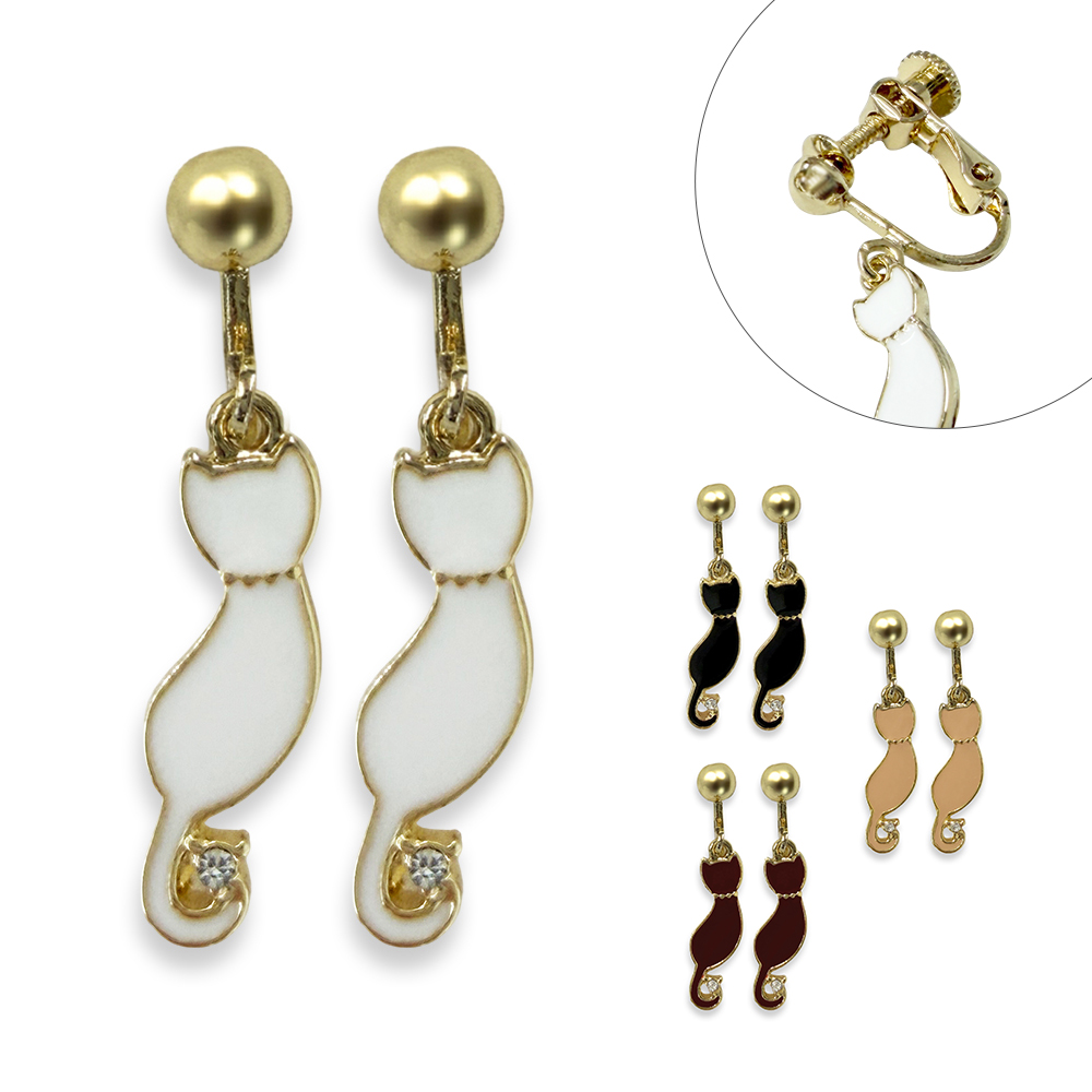 おすわり ねこ キュービック イヤリング ねこ 猫 キャット レディース 大人かわいい 卸 仕入れ