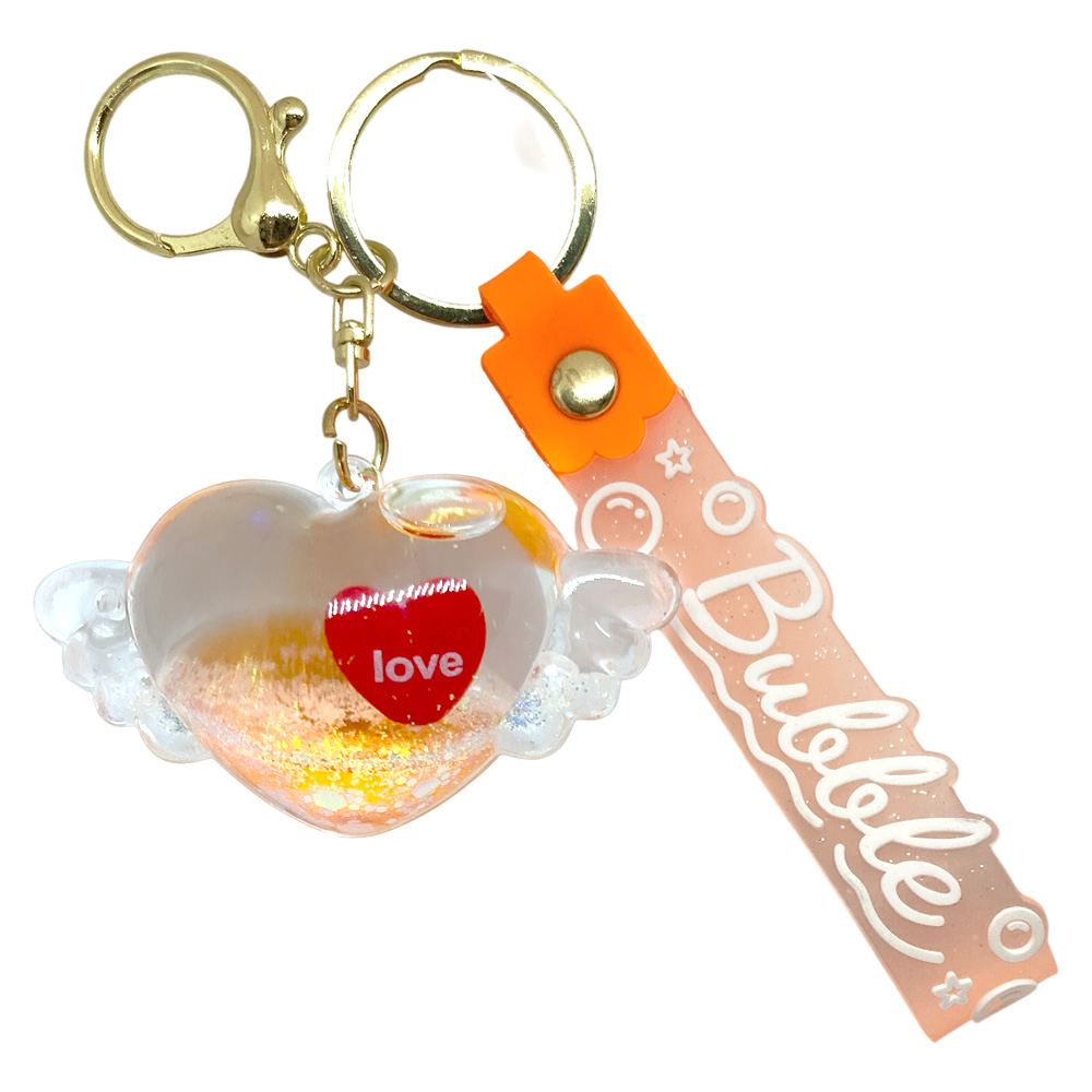 キラキラ 羽 ハート キーホルダー 液体 リキッド ゆらゆら ぷかぷか かわいい 卸 仕入れ