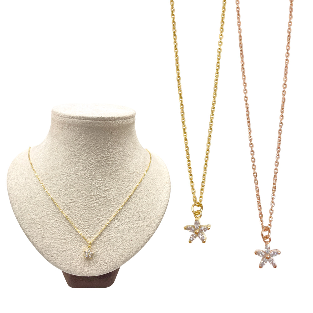 キュービック フラワー ネックレス ペンダント チェーン ジュエリー レディース 上品 アクセサリー 卸 仕入れ