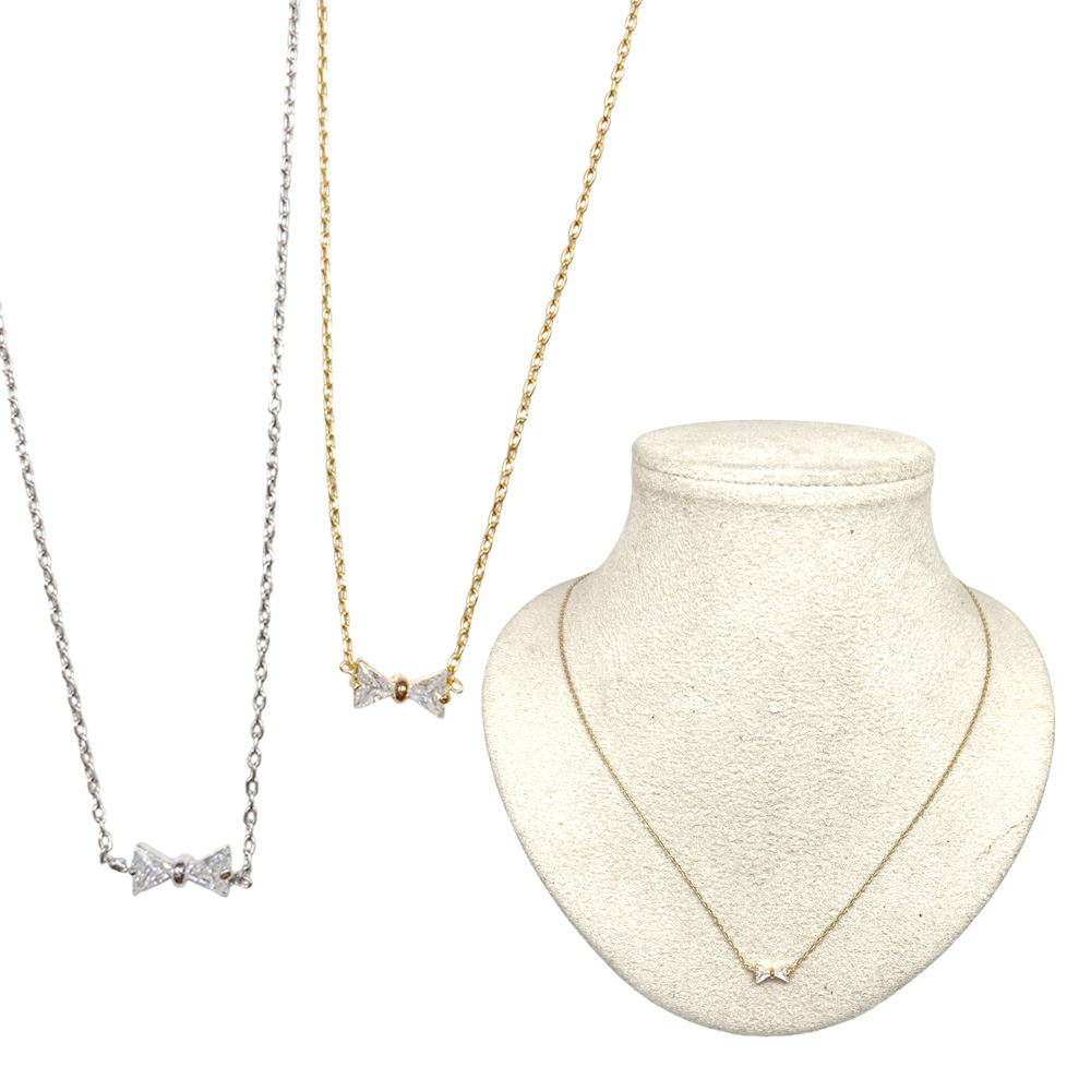 キュービック リボン ネックレス