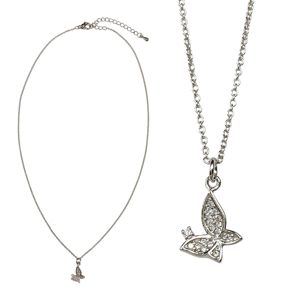 キュービック パヴェ 蝶 ネックレス