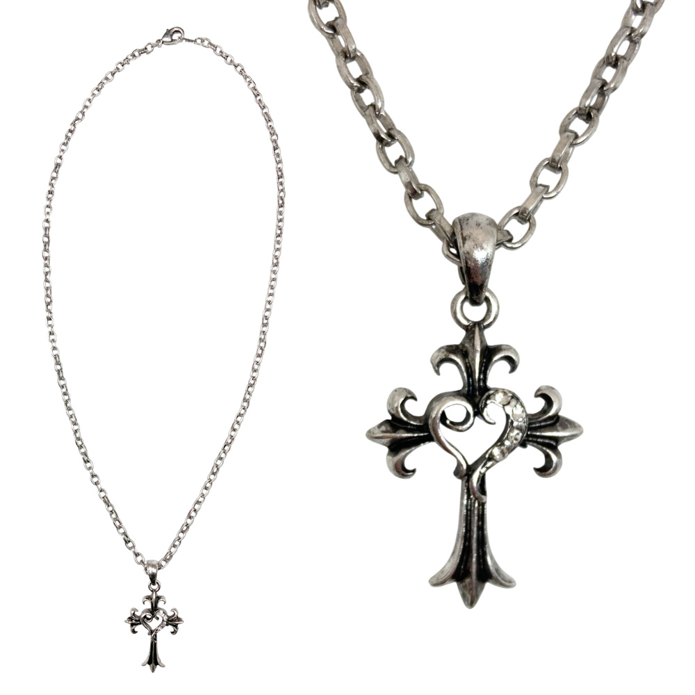 ハート フレア クロス ネックレス