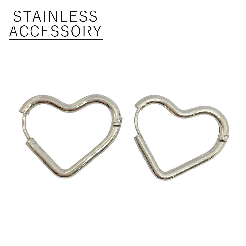 【ステンレス】ハート フープ ピアス