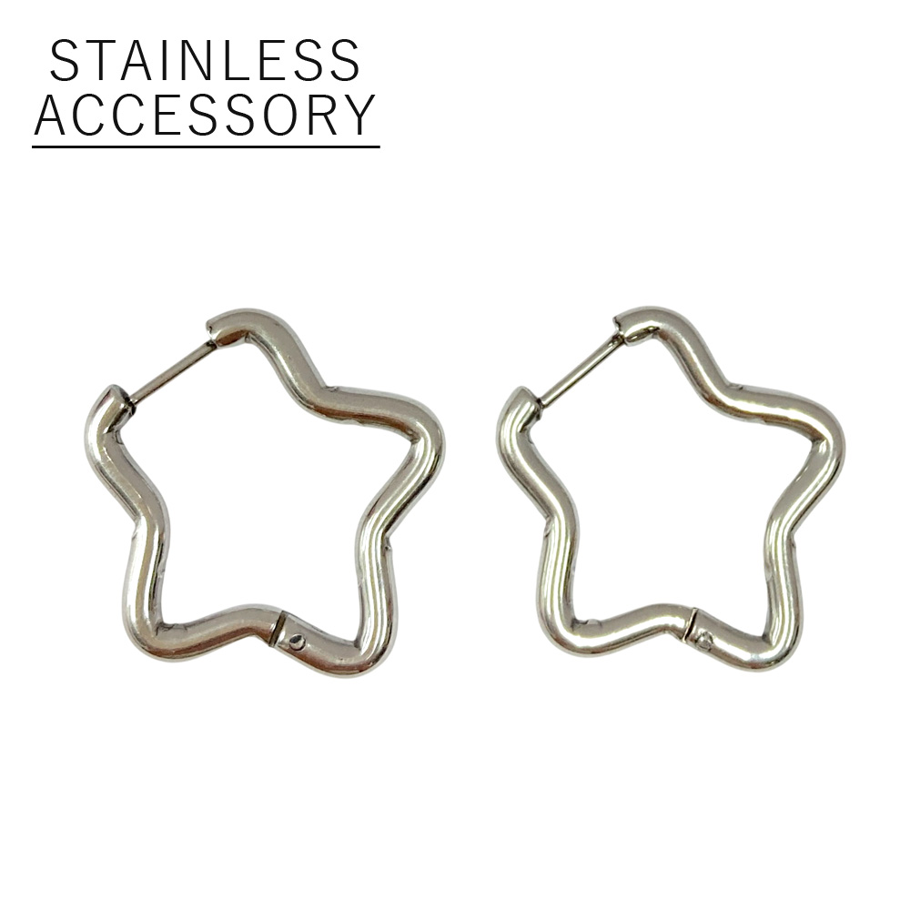 【ステンレス】星 フープ ピアス