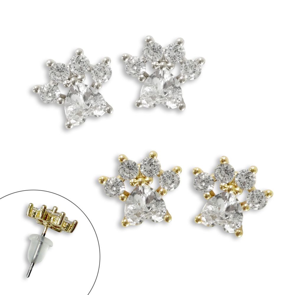 【ステンレスポスト】肉球 キュービック ピアス にくきゅう ねこ 猫 キャット スタッド レディース 卸 仕入れ