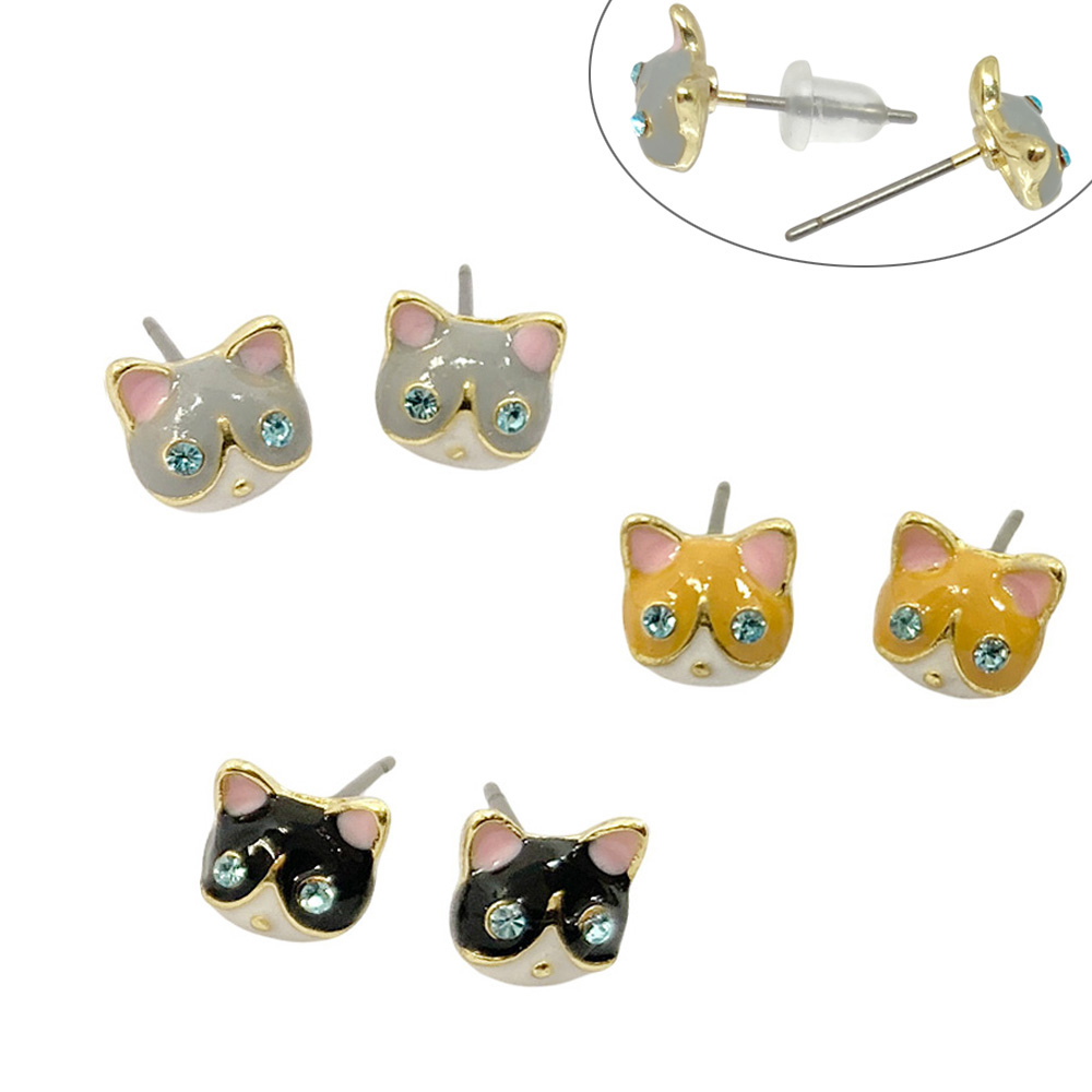 ハチワレ ねこ ピアス ネコ 猫 キャット かわいい レディース