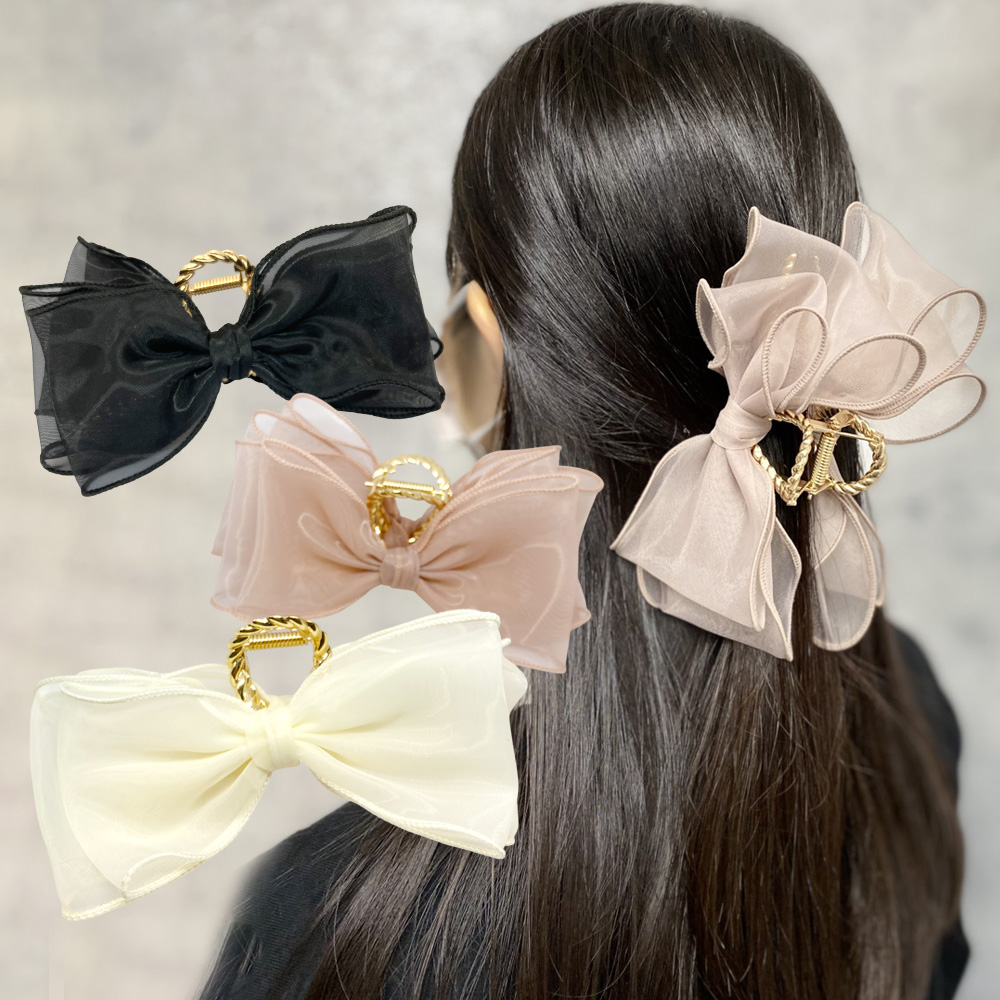 リボン バンス クリップ ヘアアクセサリー ヘアクリップ 上品