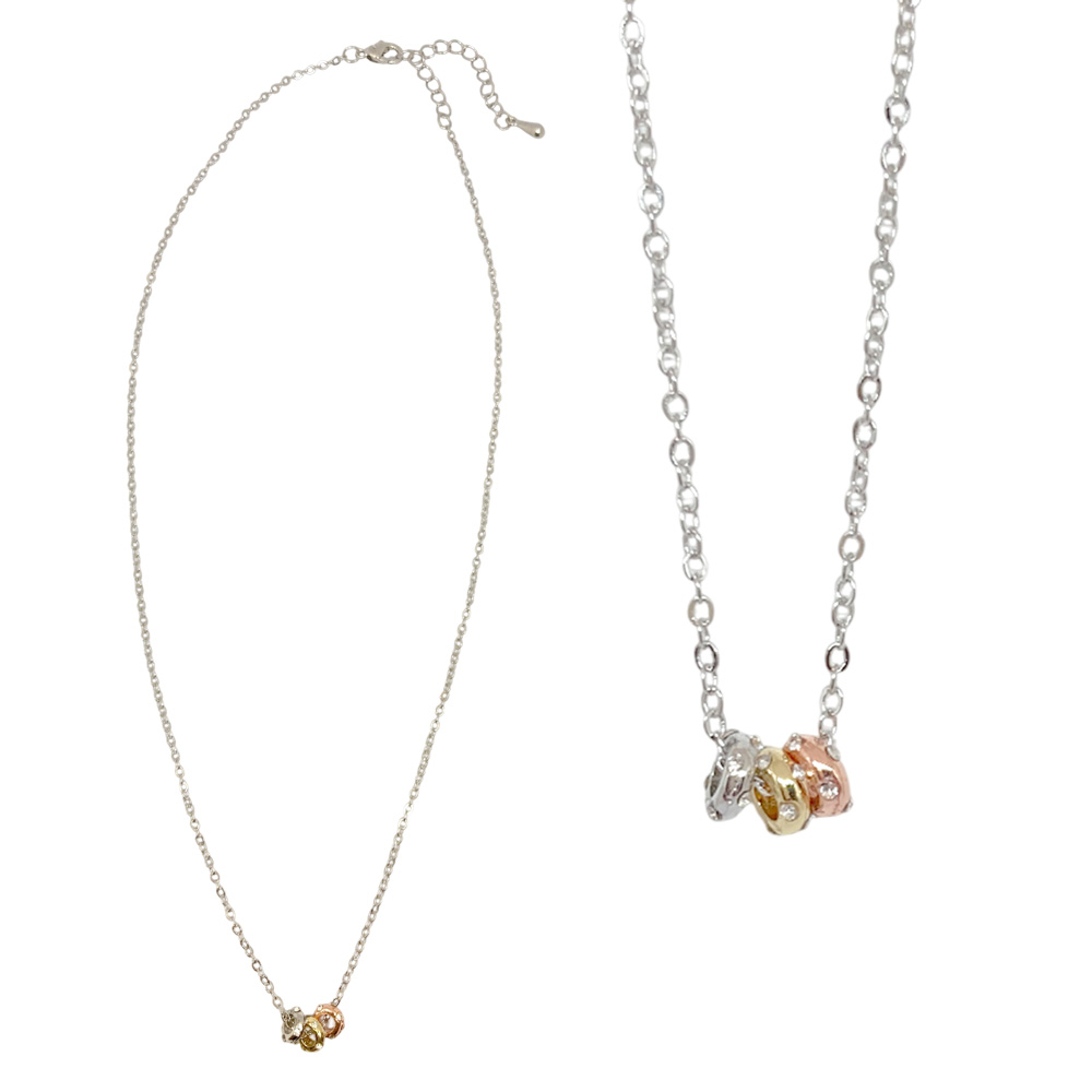 トリプルプチリング ネックレス ペンダント シンプル レディース