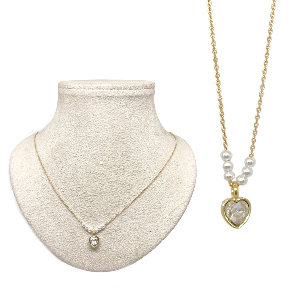 パール ストーンハート ネックレス ペンダント レディース 卸 仕入れ