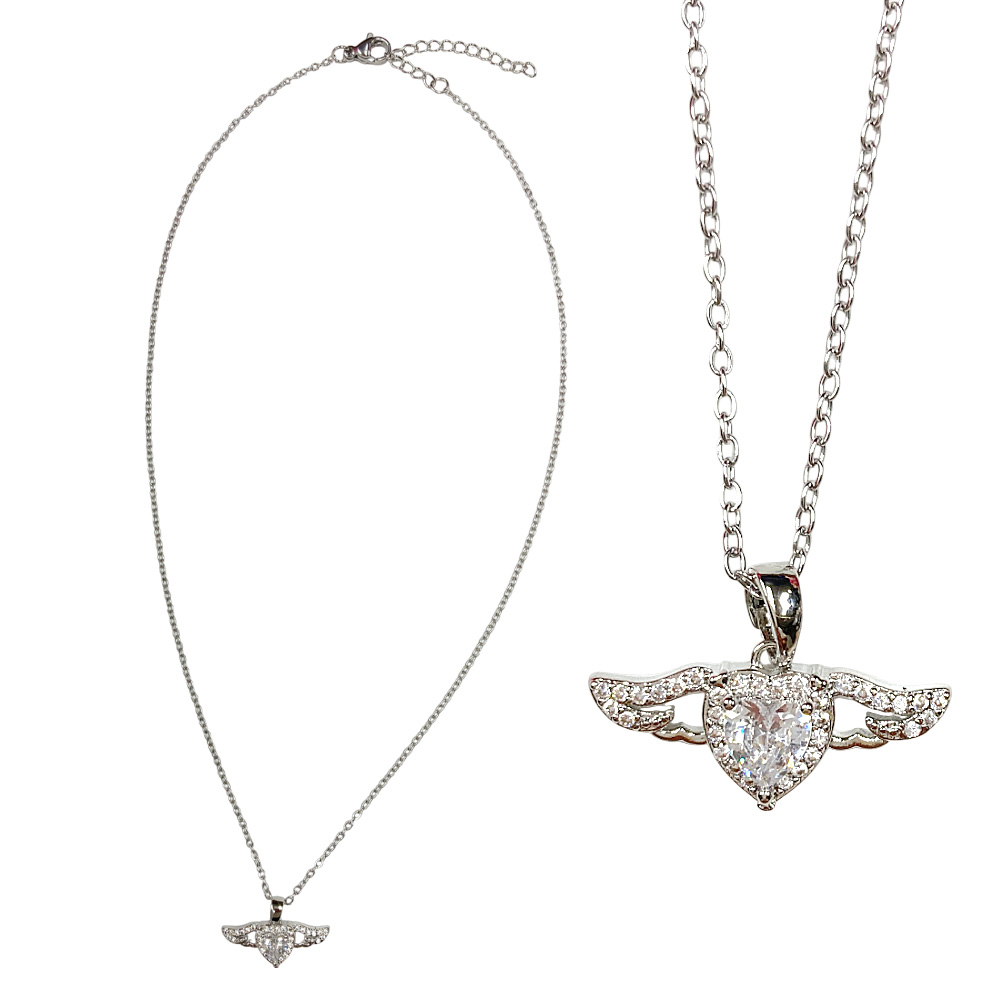 『SBTKプチN-40』羽根 ハート ネックレス レディース 『キュービックジルコニア』参考上代600円（税抜）