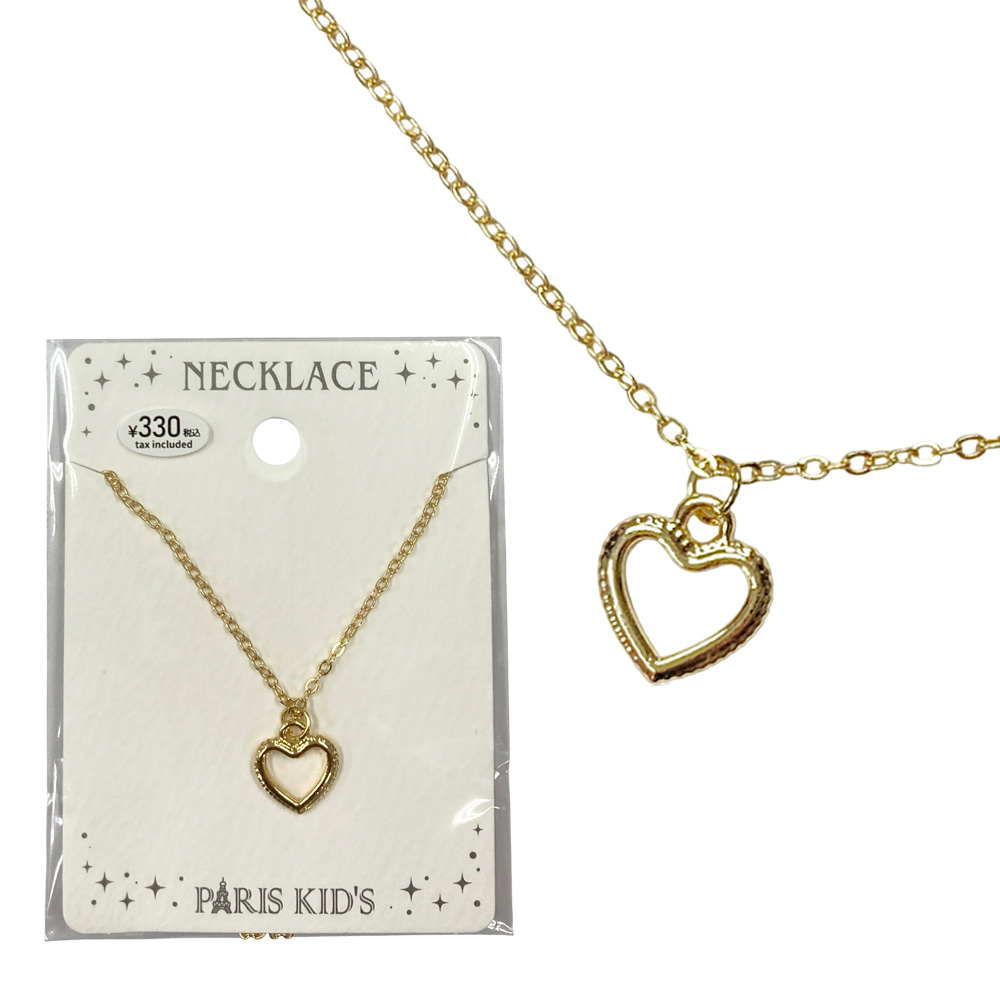 ［パリスキッズ］サイドデザインハート ネックレス ペンダント チェーン ハート