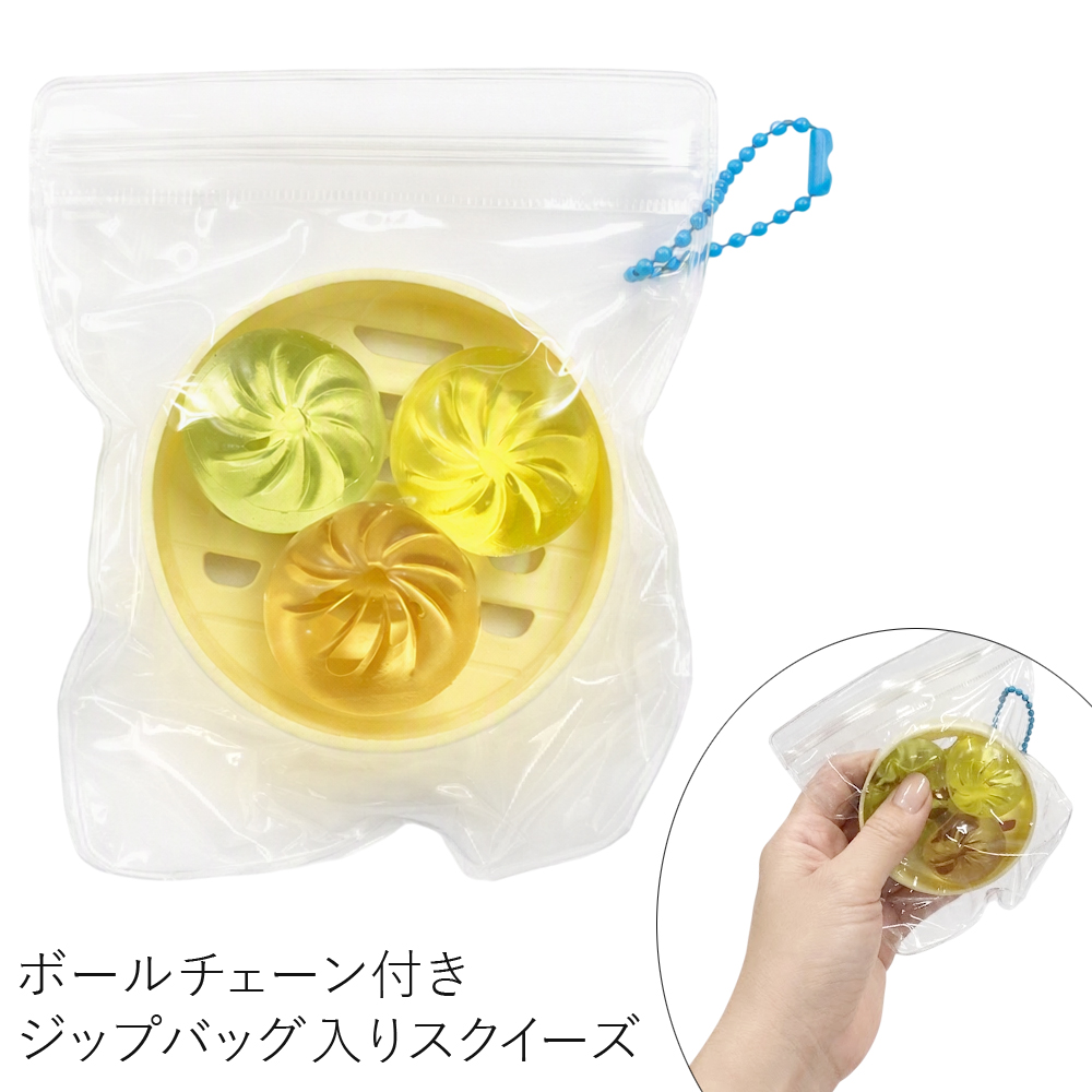 [スクイーズ squishy]せいろ入りクリア肉まんスクイーズ おもちゃ モチモチ むにむに かわいい キッズ 卸 仕入れ