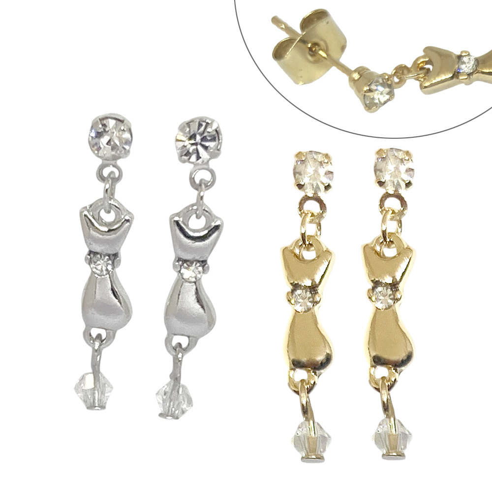 ねこ ビーズ ピアス 揺れる シンプル ネコ 猫 キャット スタッド レディース 大人かわいい