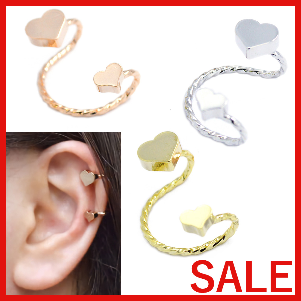 【セール SALE】シンプルメタルハートイヤーカフ（片耳用）