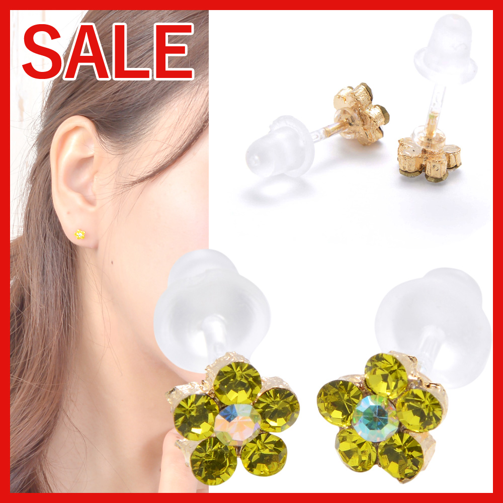 【セール SALE】光石プチフラワー樹脂ピアス