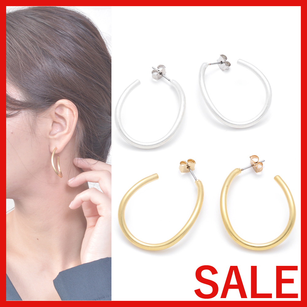 【セール SALE】シンプルウェーブGフープピアス（小）