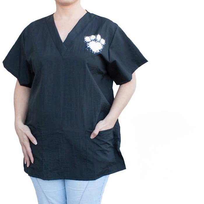 PawBrothers グルーミングジャケット 足跡柄 ブラック Lサイズ