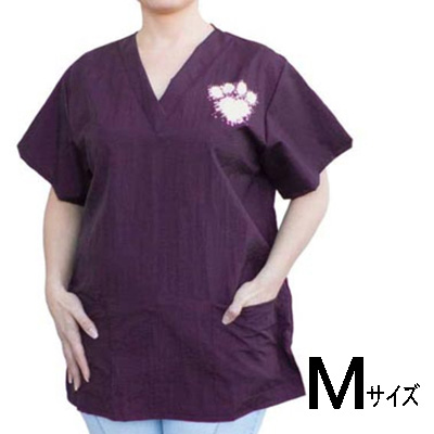 PawBrothers グルーミングジャケット 足跡柄 プラム Mサイズ