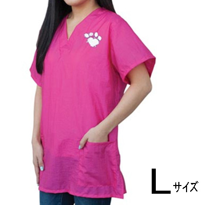 PawBrothers グルーミングジャケット 足跡柄 ピンク Lサイズ