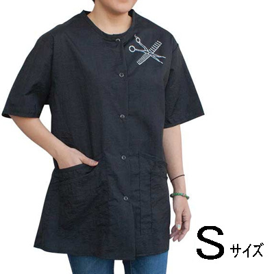 PawBrothers グルーミングジャケット ラインストーン シザー柄 ブラック Sサイズ