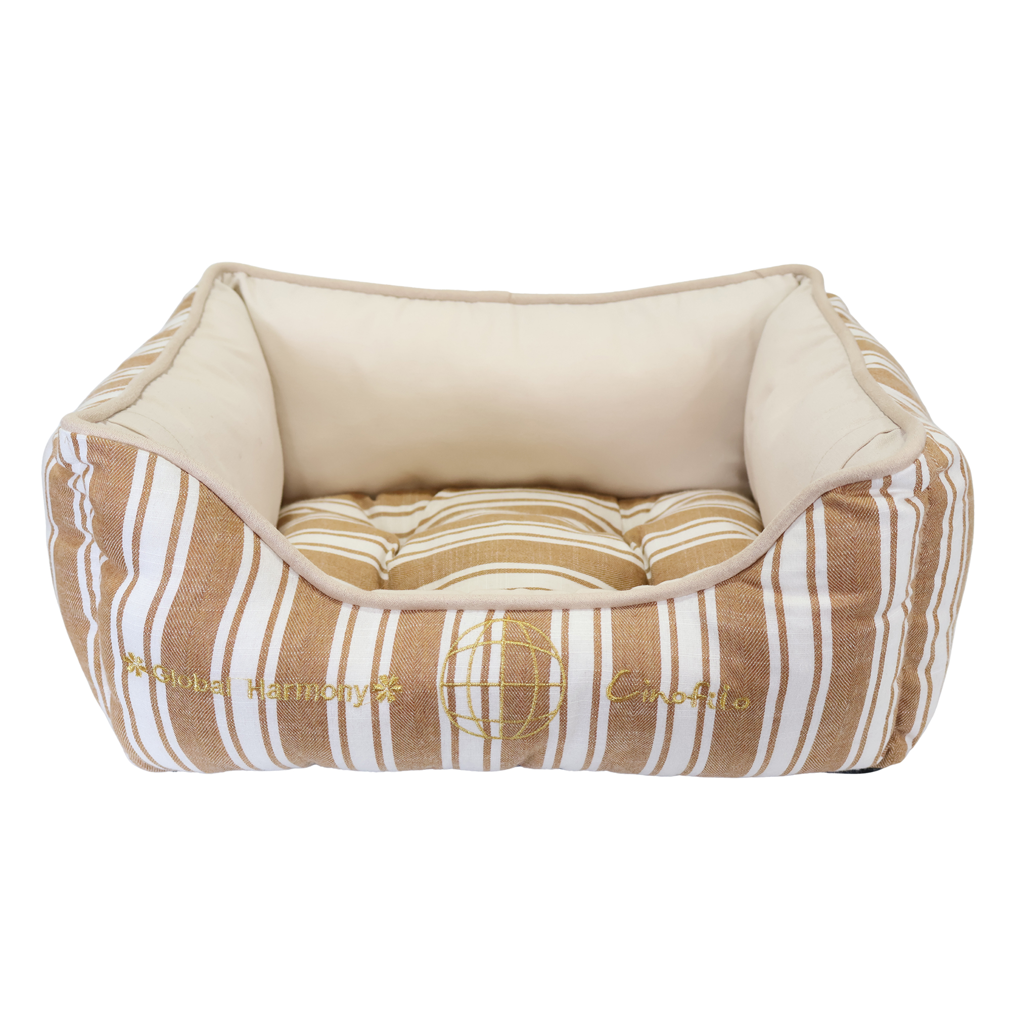 26SS COOLリネンストライプスクエアベッド ベージュ