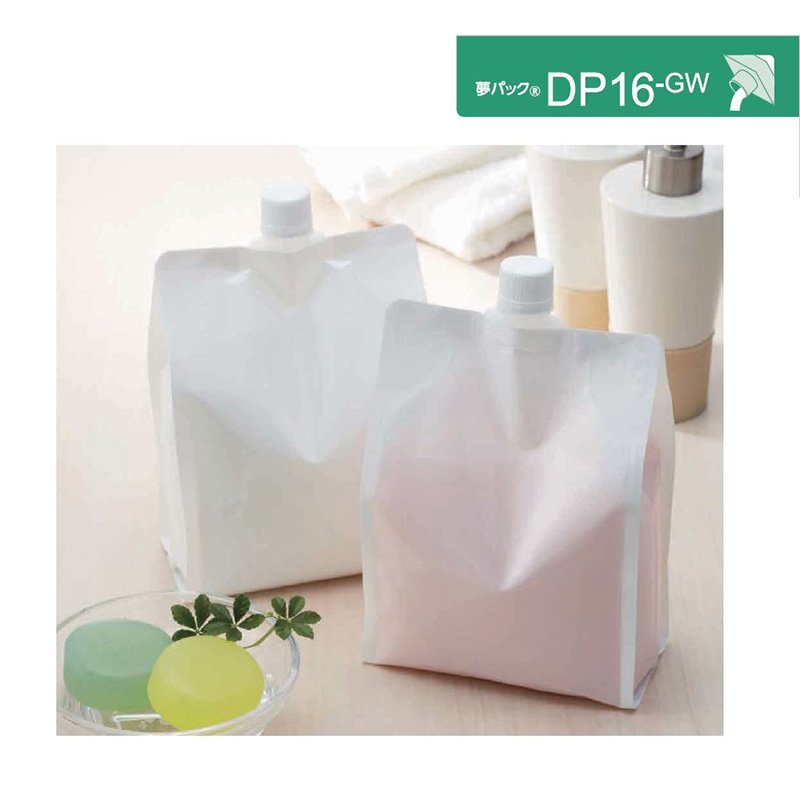 夢パック DP16-GW｜ボイル・冷凍・ガスバリア性／スパウト袋・白・ヒンジキャップ／カウパック
