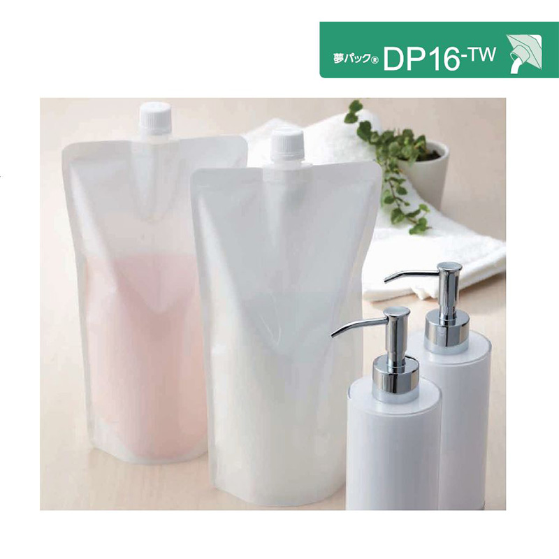 夢パック DP16-TW0700｜ボイル・冷凍・ガスバリア性／スパウト袋・白・ヒンジキャップ／カウパック