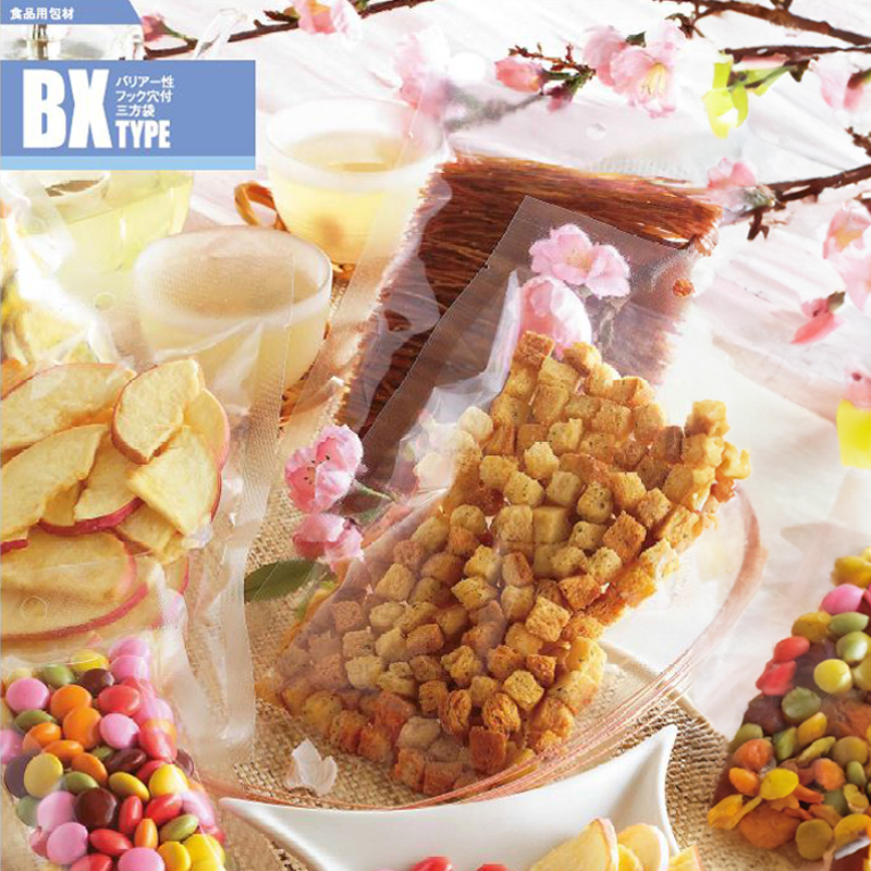 ストロングパック BX（フック穴）タイプ｜脱酸素剤使用可・防湿性・透明性／フック穴付／三方袋／明和産商