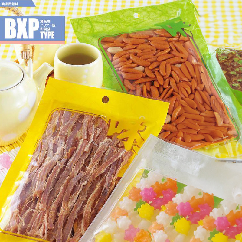 ストロングパック BXP（珍味等）2タイプ｜脱酸素剤使用可・防湿性／フック穴／三方袋／明和産商