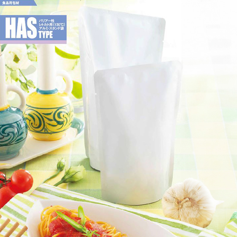 ストロングパック HASタイプ｜脱酸素剤使用可・レトルト・遮光性・耐油性／アルミ箔／白／スタンド袋／明和産商