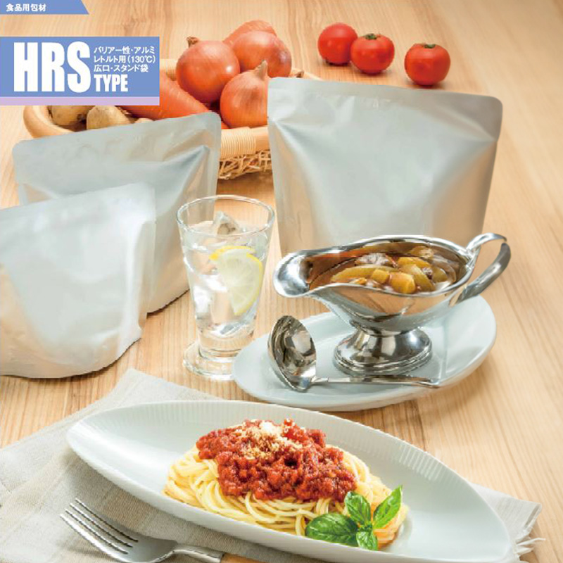 ストロングパック HRS（広口）タイプ｜脱酸素剤使用可・レトルト・遮光性・耐油性／アルミ箔／銀／スタンド袋／明和産商