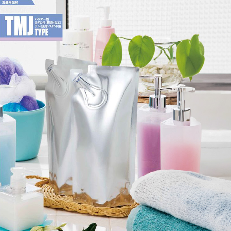 ストロングパック TMJタイプ｜脱酸素剤使用可・冷凍・真空包装／アルミ蒸着／銀／注ぎ口付／易開封加工／スタンド袋／明和産商