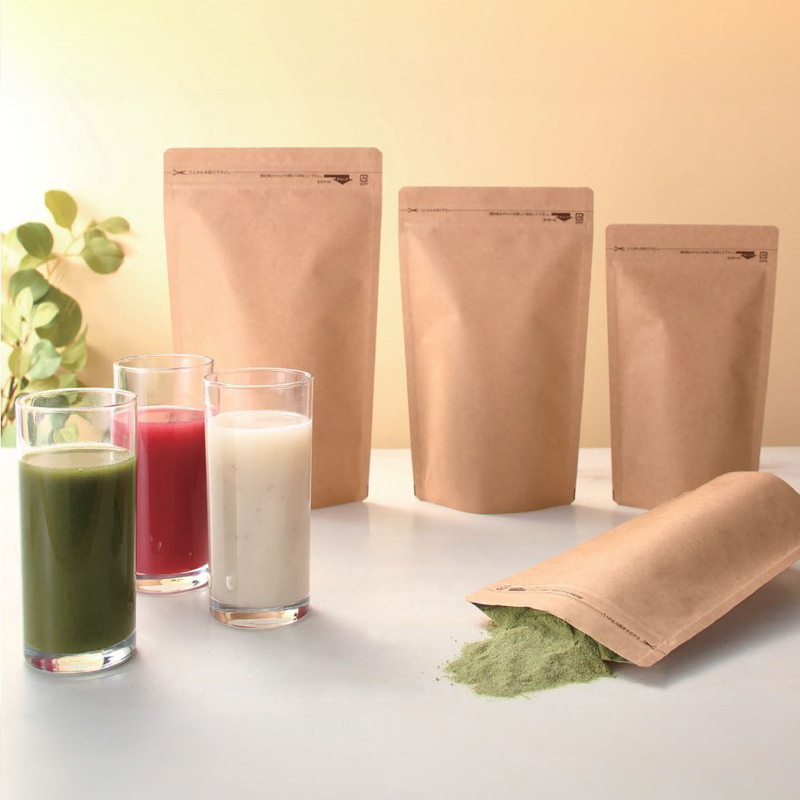 ラミジップ スタンドパック アルミクラフトタイプ(KR)｜脱酸素剤使用可・防湿性・遮光性／チャック付／クラフト・アルミ箔／スタンド袋／セイニチ