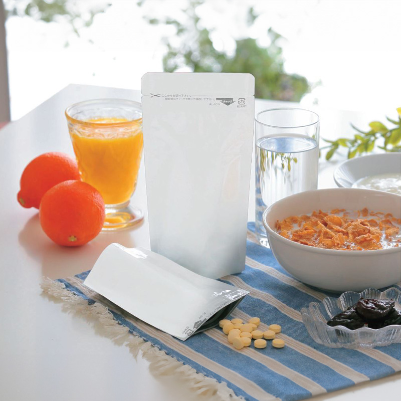 ラミジップ スタンドパック ホワイトパウチALタイプ｜脱酸素剤使用可・防湿性・遮光性／チャック付／白／アルミ箔／スタンド袋／セイニチ