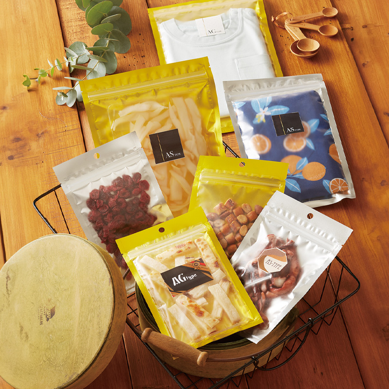 AS・AGタイプ｜脱酸素剤使用可・防湿性／アルミ蒸着／銀・金／チャック付／三方袋／ベリーパック