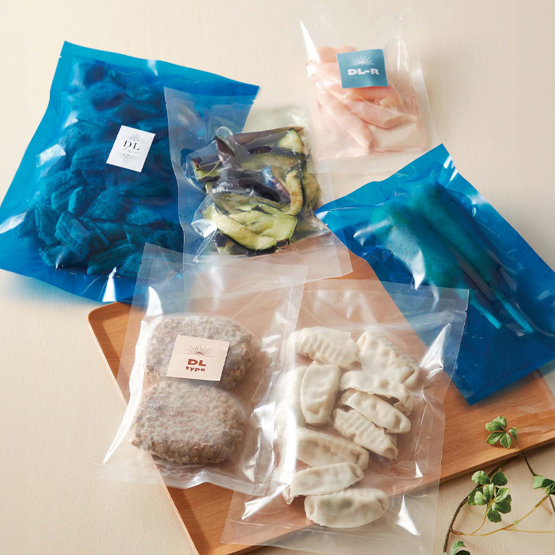 DLタイプ｜ボイル・冷凍・真空包装／ブルー・青／環境配慮／三方袋／ベリーパック