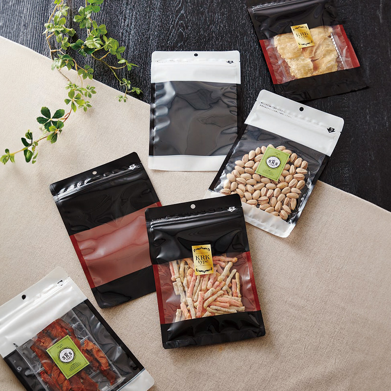 KRK・SKSタイプ｜脱酸素剤使用可・防湿性／黒赤・白黒／チャック付・フック穴付／三方袋／ベリーパック